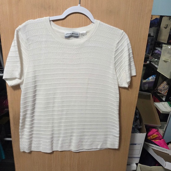 Alfred Dunner LP Ladies Knit Top Textured Short Sleeve Crew Neck‎ Sweater - Picture 1 of 5